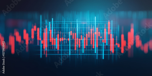 Financial data visualization with red and blue candlestick charts