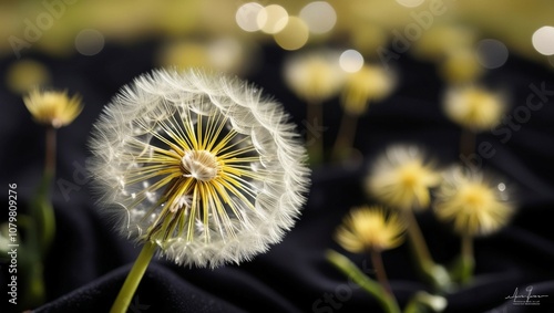 
Dandelion Against a Black Background – Striking Minimalist Nature Photography Highlighting Delicate Details photo