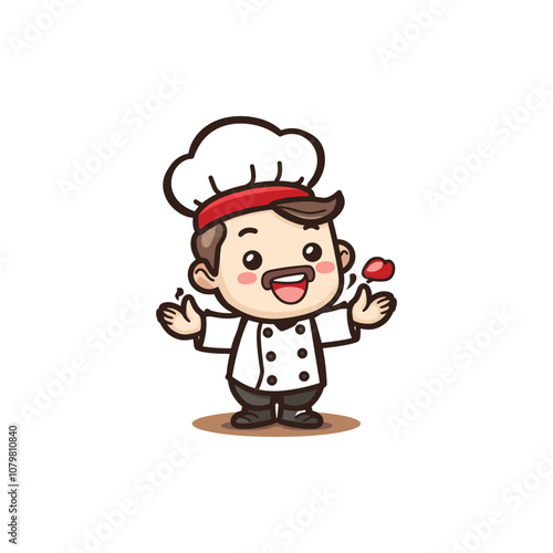 Cute chef logo icon design template flat vector