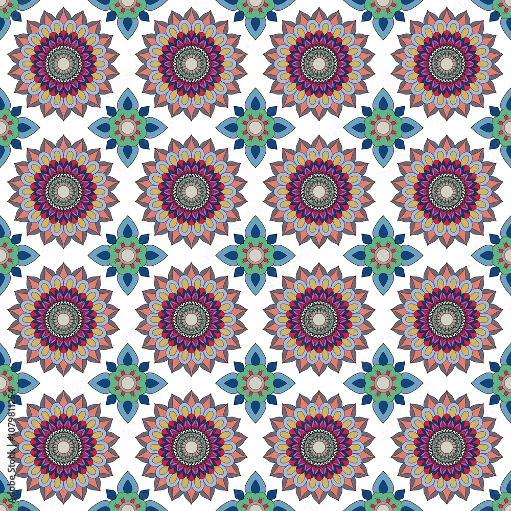 Fototapeta premium Seamless pattern mandara, flowers purple wallpaper, (50)