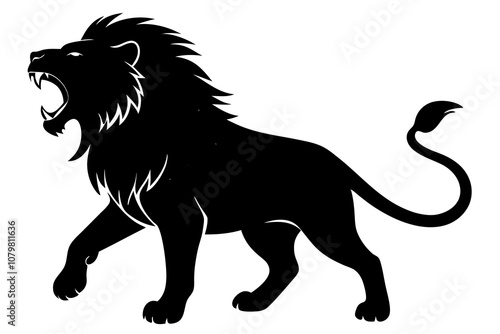 Lion Roaring | isolated vector illustration on white background photo