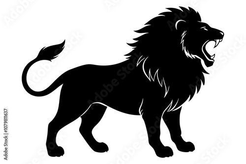 Lion Roaring | isolated vector illustration on white background photo