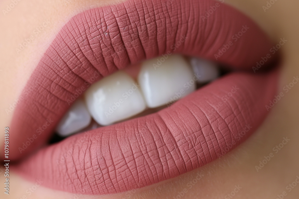 Close-Up of Perfectly Painted Lips in Trendy Matte Finish