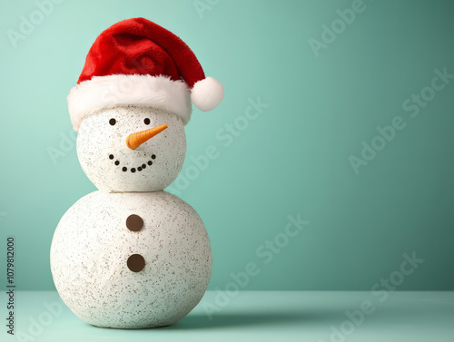 whimsical snowman wearing Santa hat brings holiday cheer