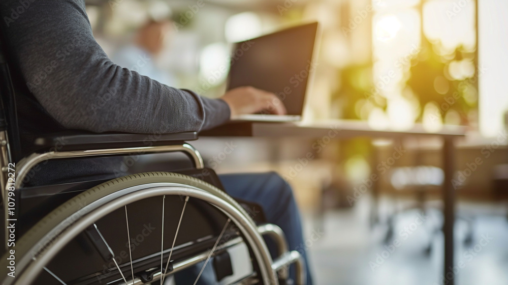 Inclusive Workplace: Professional in Wheelchair Using Laptop