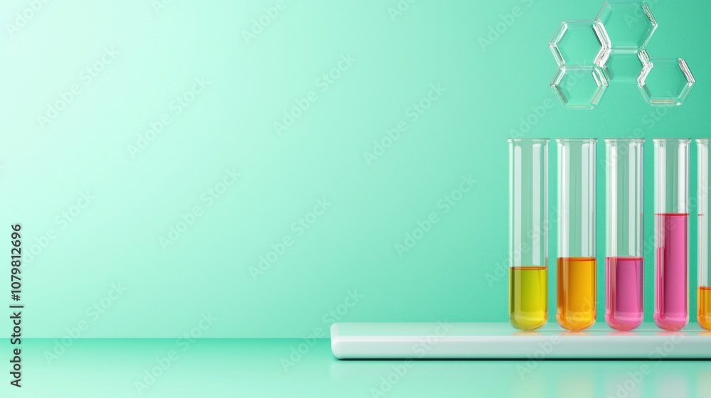 Explore the vibrant world of a modern chemistry lab filled with colorful liquids in test tubes Explore the vibrant world of a modern chemistry lab filled with colorful liquids in test tubes