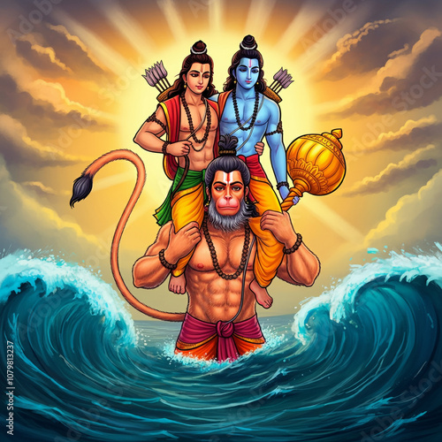 Lord Hanuman, standing stro...