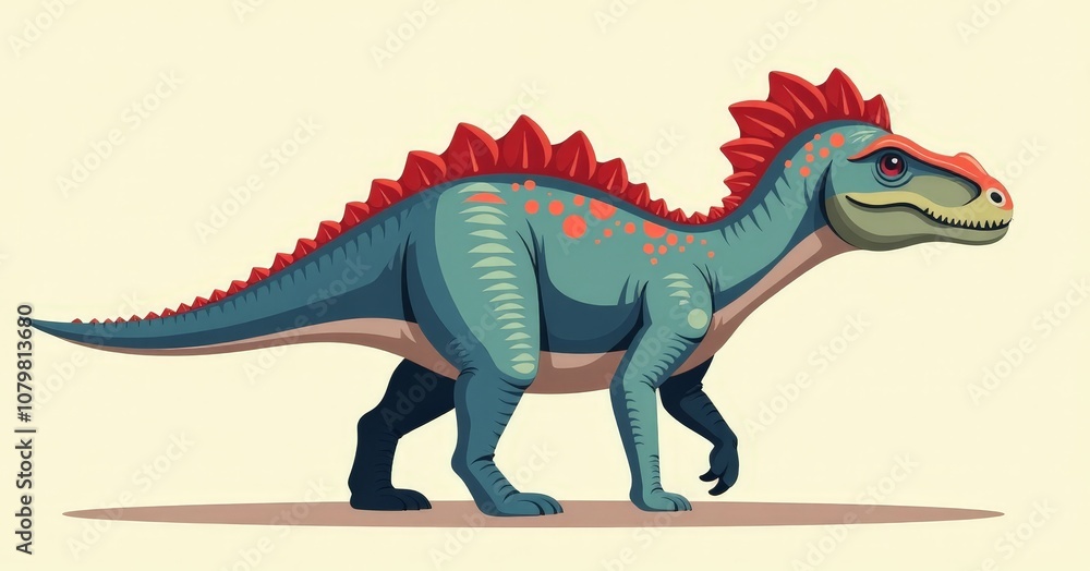 Fototapeta premium Flat Illustration Of Euoplocephalus Dinosaur Design