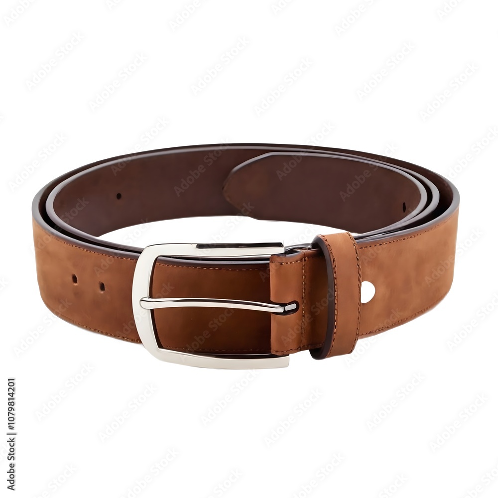 Stylish Men’s Brown Leather Belt with Silver Buckle Stylish Men’s Brown Leather Belt with Silver Buckle