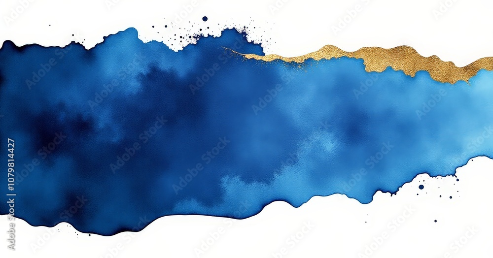 Obraz premium Elegant Navy Blue and Gold Foil Watercolor Texture for Art and Design Projects