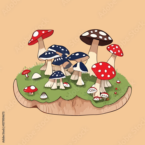 mushrooms in the grass