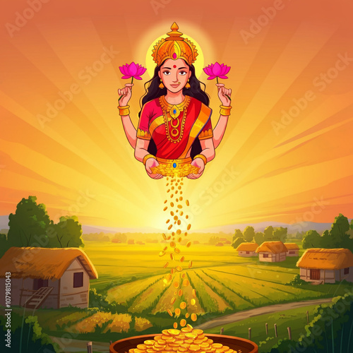 Goddess Lakshmi in a radian...