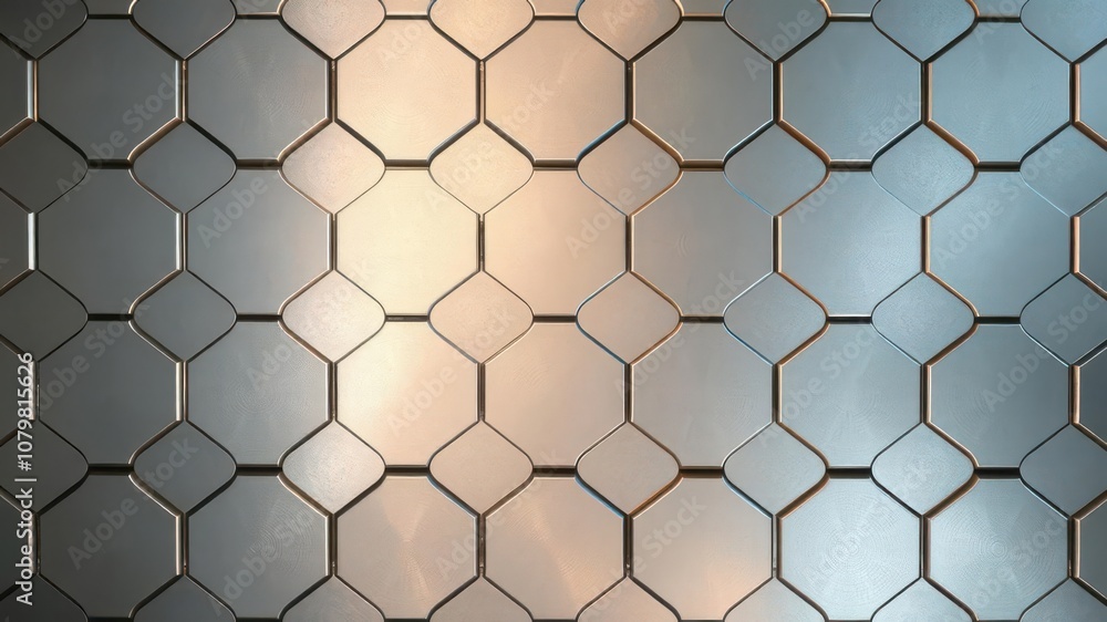 Hexagonal abstract metal background with light reflections shining brightly, futuristic, metal Hexagonal abstract metal background with light reflections shining brightly, futuristic, metal