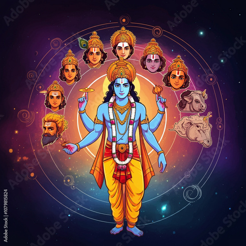 Lord Krishna in his cosmic ...