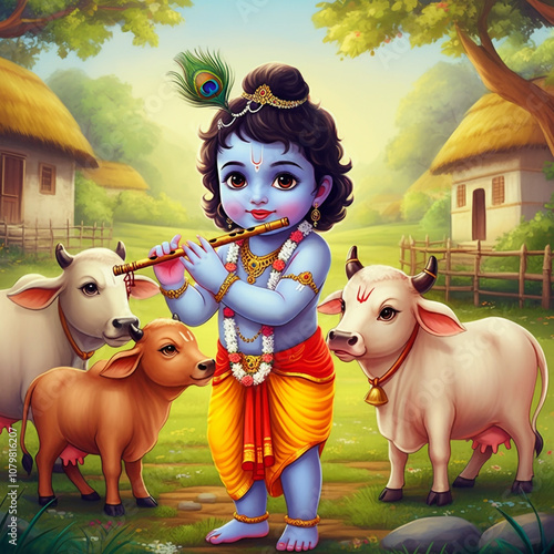 Little Lord Krishna with a ...