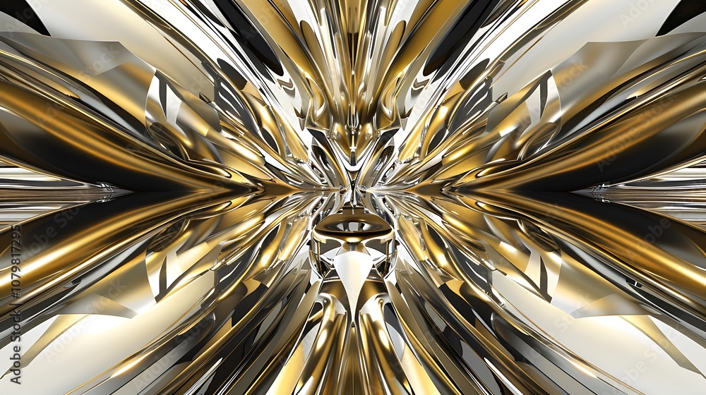 A futuristic symmetrical art design with mirrored metallic shapes and neon accents, creating a sense of depth and movement in a high-tech aesthetic. 8k UHD, suitable for high-quality printing A futuristic symmetrical art design with mirrored metallic shapes and neon accents, creating a sense of depth and movement in a high-tech aesthetic. 8k UHD, suitable for high-quality printing