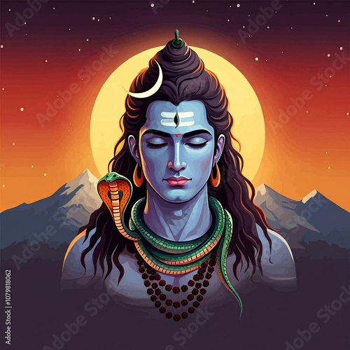 Lord Shiva with a serene ex...