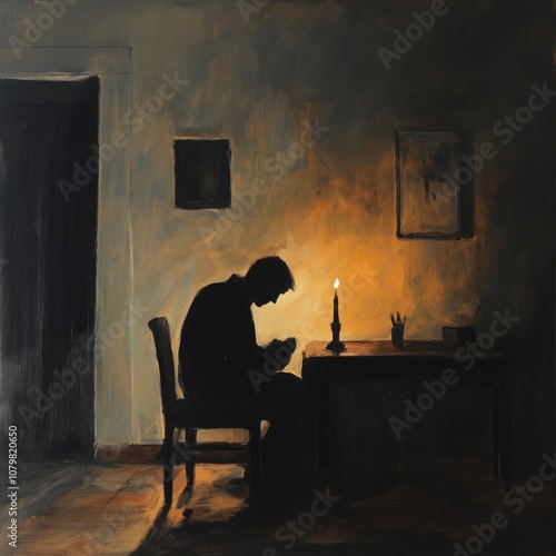 a lonely sad person theme with colors