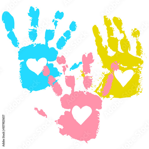 Colorful Handprints Love Sign Illustration Vibrant Colors Vector