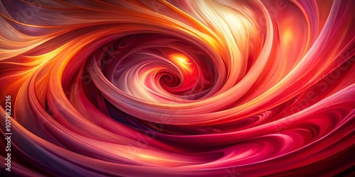 Abstract swirling pattern of vibrant red and orange hues, resembling a fiery vortex with a glowing core