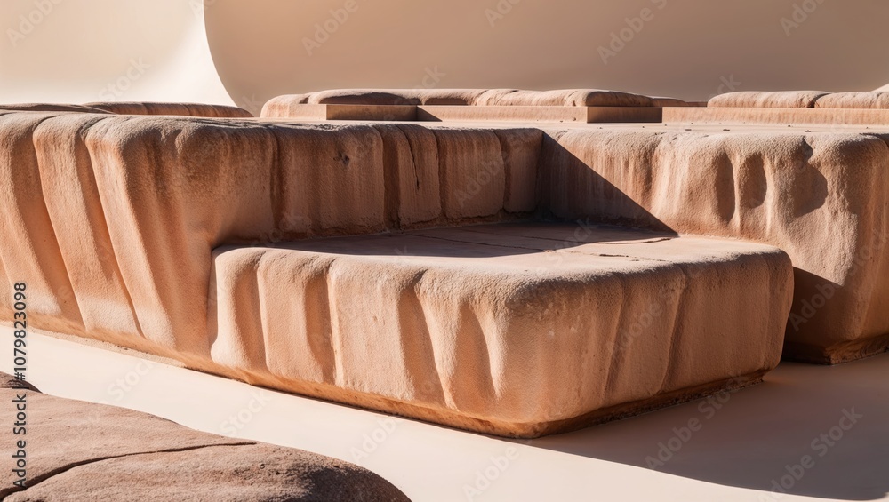 Sculptural Sandstone Platform in Desert Tones with Soft Shadows Sculptural Sandstone Platform in Desert Tones with Soft Shadows