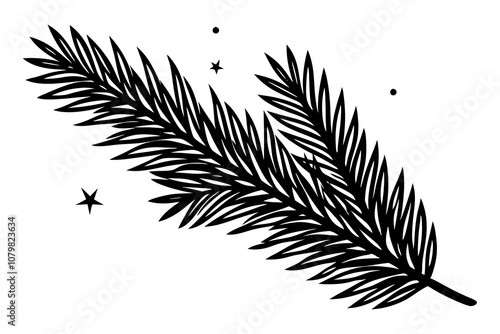 Christmas tree branch vector illustration on white background.