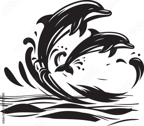 dolphin silhouette, vector art