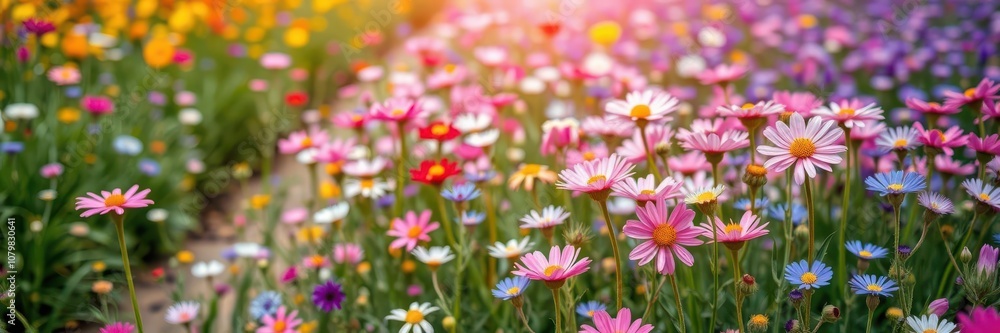Vibrant cosmos flowers creating a stunning sea of color in a vast field, petals, picturesque, garden Vibrant cosmos flowers creating a stunning sea of color in a vast field, petals, picturesque, garden