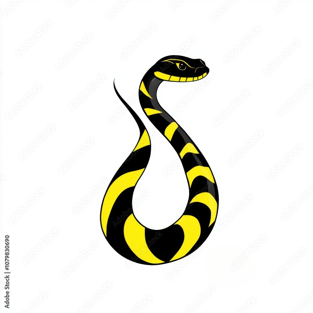 Obraz premium A stylized black and yellow sea krait illustration.