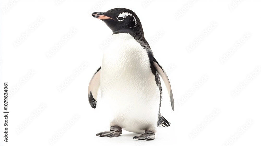 Obraz premium Chubby Penguin Standing on White Background With Copy Space