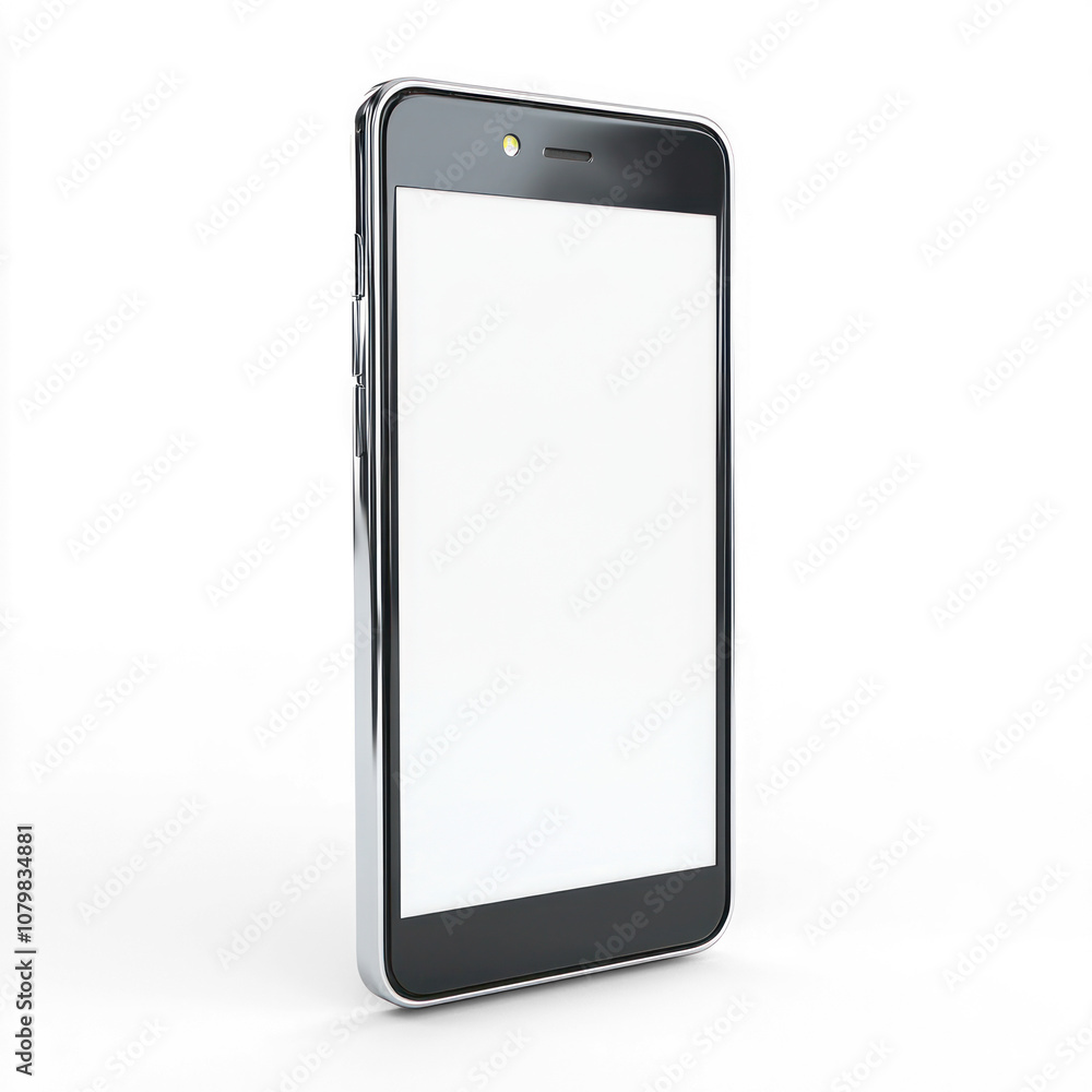 A 3D smartphone model with a blank screen, isolated on white. isolated on transparent background A 3D smartphone model with a blank screen, isolated on white. isolated on transparent background