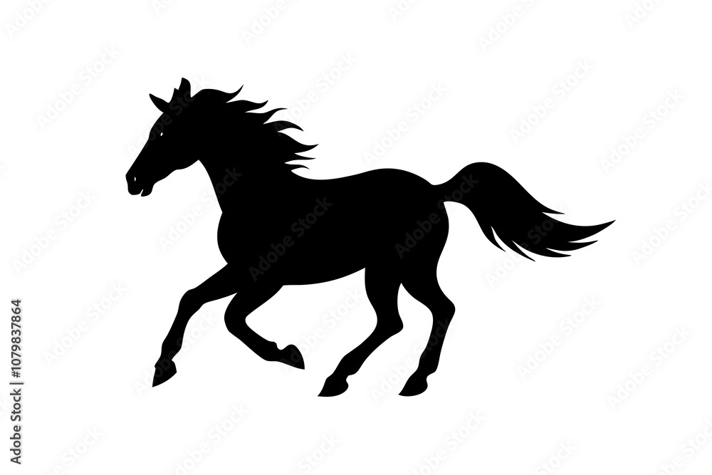 Running Horse Silhouette | isolated vector illustration on white background Running Horse Silhouette | isolated vector illustration on white background