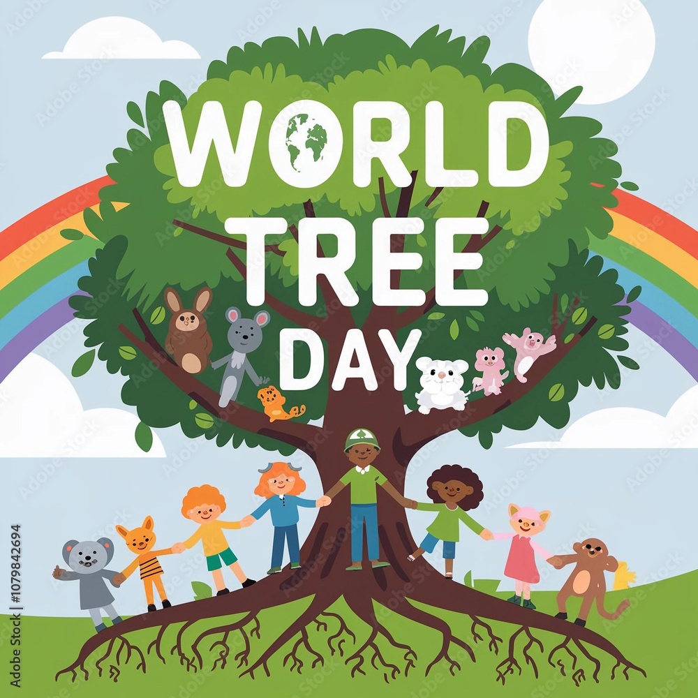 Fototapeta premium world tree day, save tree, save world