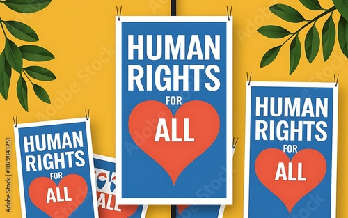 Banners with human rights symbols and uplifting colors for social campaigns photo