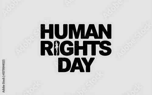 Typography design Human Rights Day silhouette vector style with white background photo