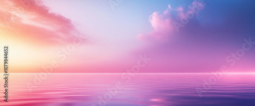 Vast gradient sky with soft and serene pastel hues merging seamlessly, imbuing tranquility and calm. Perfect for web banners, headers, and designs. photo