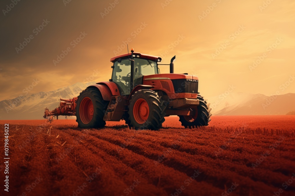 Fototapeta premium Rustic Red: A Study in Farming and Irrigation