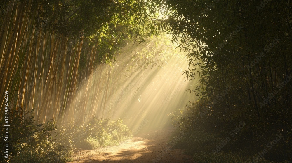 Serene Path through Bamboo Forest in Rural China Leading to Hidden Village | Sunlit Trail of Exploration and Wonder Serene Path through Bamboo Forest in Rural China Leading to Hidden Village | Sunlit Trail of Exploration and Wonder