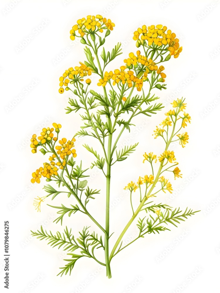 Fototapeta premium Ladys Bedstraw Watercolor Flower Nature Art