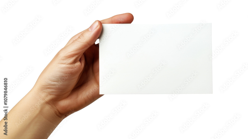 Hand holding clean note on white transparent background Hand holding clean note on white transparent background