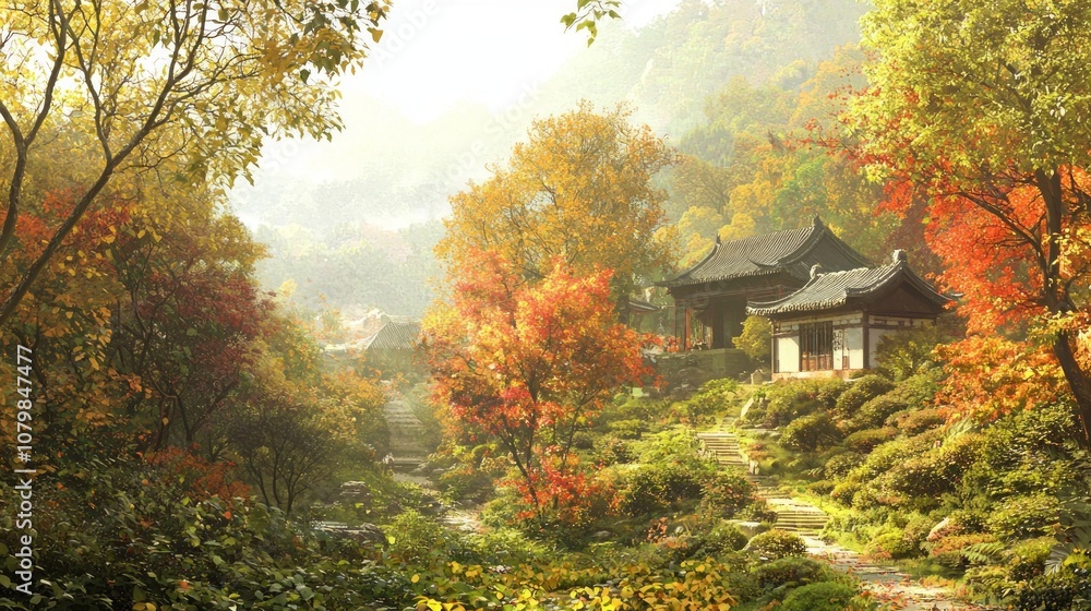 Tranquil Autumn Scene in Rural China - Vibrant Foliage, Traditional Village, Nostalgic Vibes | Ultra-Detailed Landscape Tranquil Autumn Scene in Rural China - Vibrant Foliage, Traditional Village, Nostalgic Vibes | Ultra-Detailed Landscape