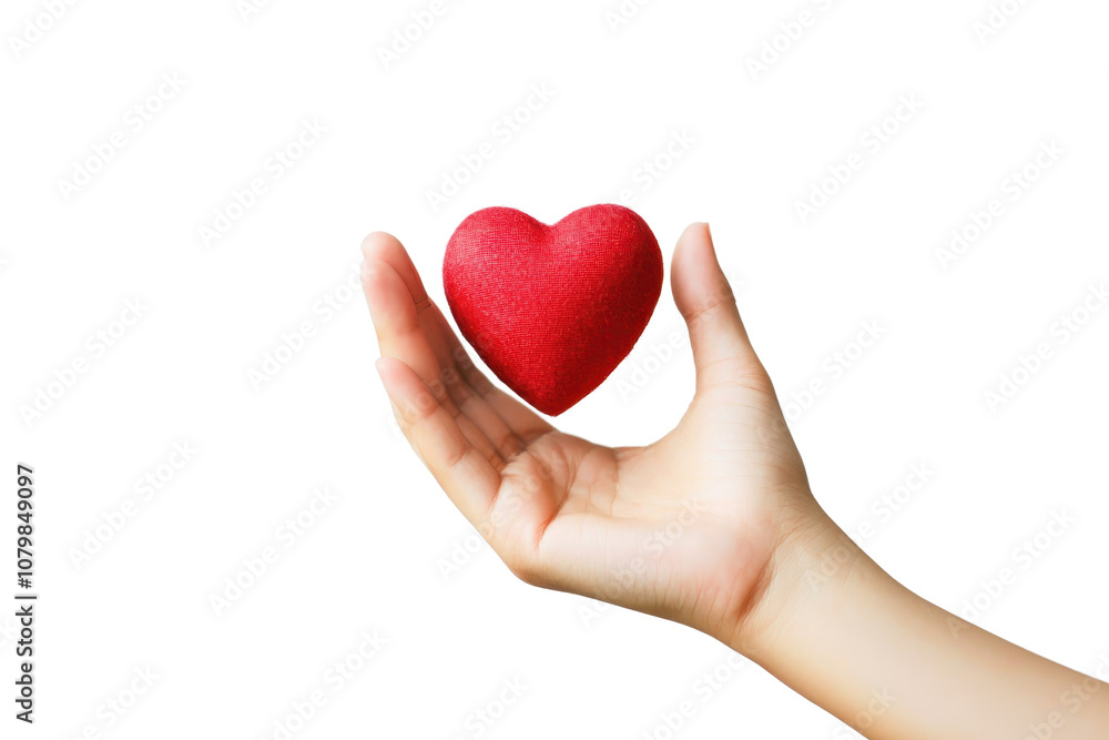 A hand holds a vibrant red heart against a transparent background, symbolizing love, care, and compassion. A hand holds a vibrant red heart against a transparent background, symbolizing love, care, and compassion.