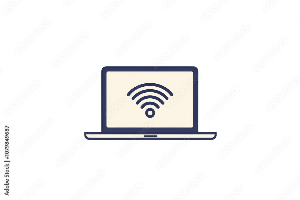A laptop displaying a Wi-Fi signal icon, symbolizing wireless connectivity. A laptop displaying a Wi-Fi signal icon, symbolizing wireless connectivity.
