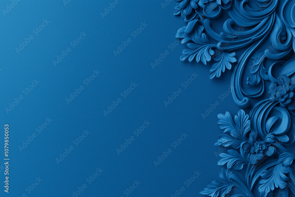 Fototapeta premium Elegant blue floral patterns on a textured background design