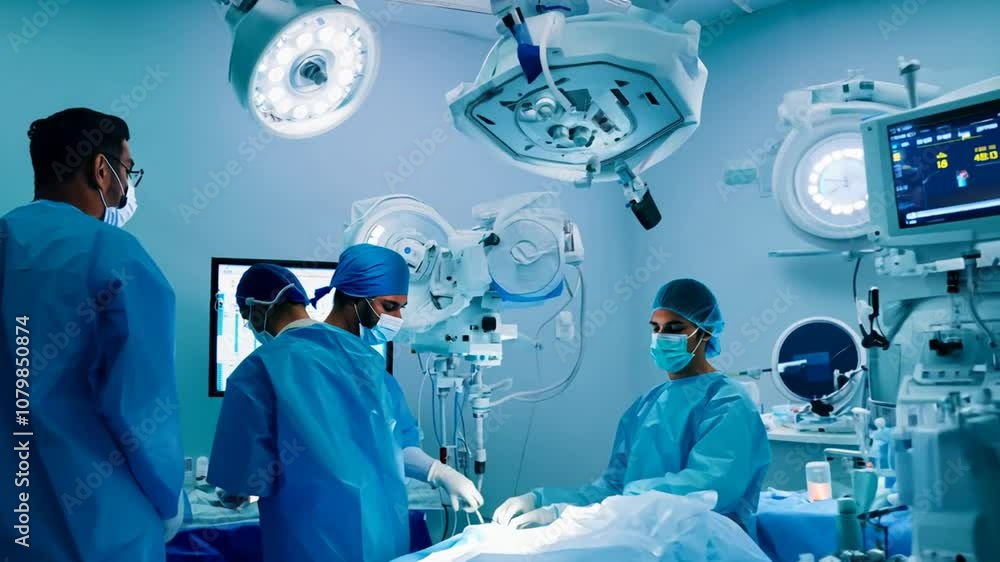 Medical Team Performing Surgery in a Hospital Operating Room Generative AI Medical Team Performing Surgery in a Hospital Operating Room Generative AI