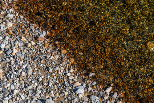 high angle view of the stream in autumn photo