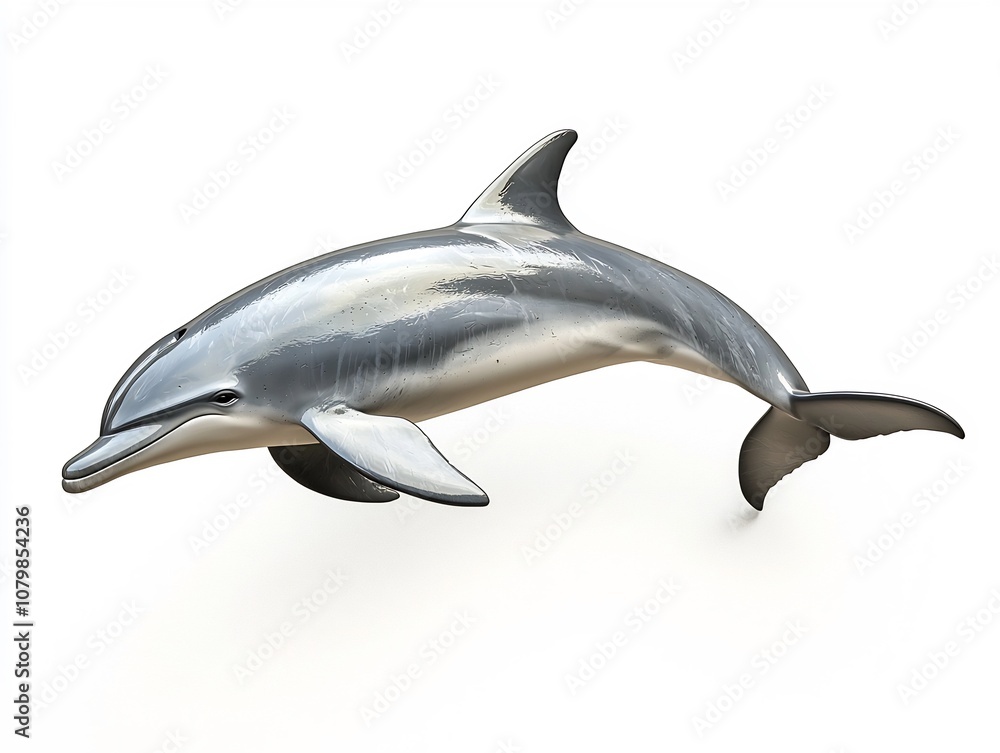 Heavyset Dolphin Swimming Gracefully in Marine Environment on White Background Heavyset Dolphin Swimming Gracefully in Marine Environment on White Background