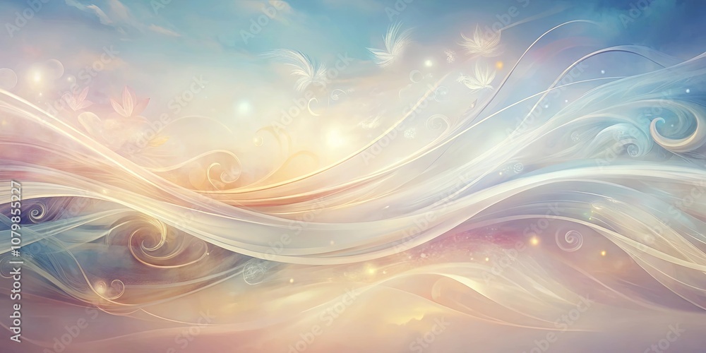 Abstract Dreamscape of Flowing White Lines and Whimsical Designs in a Pastel Color Palette Abstract Dreamscape of Flowing White Lines and Whimsical Designs in a Pastel Color Palette