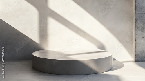 Minimalist Concrete Platform with Sunbeams