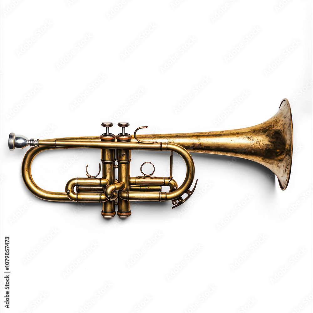Fototapeta premium Brass full view isolated on transparent background
